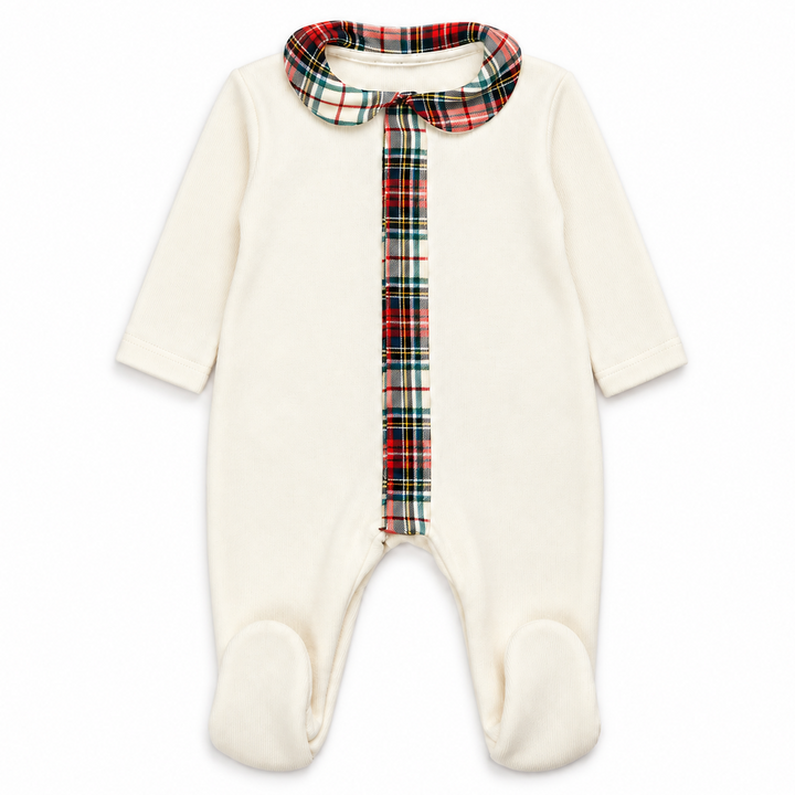 Babypakje met tartan kraag - Personaliseerbaar