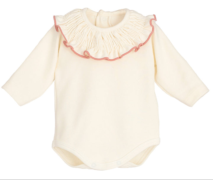 romper met smok kraag en nude roze details