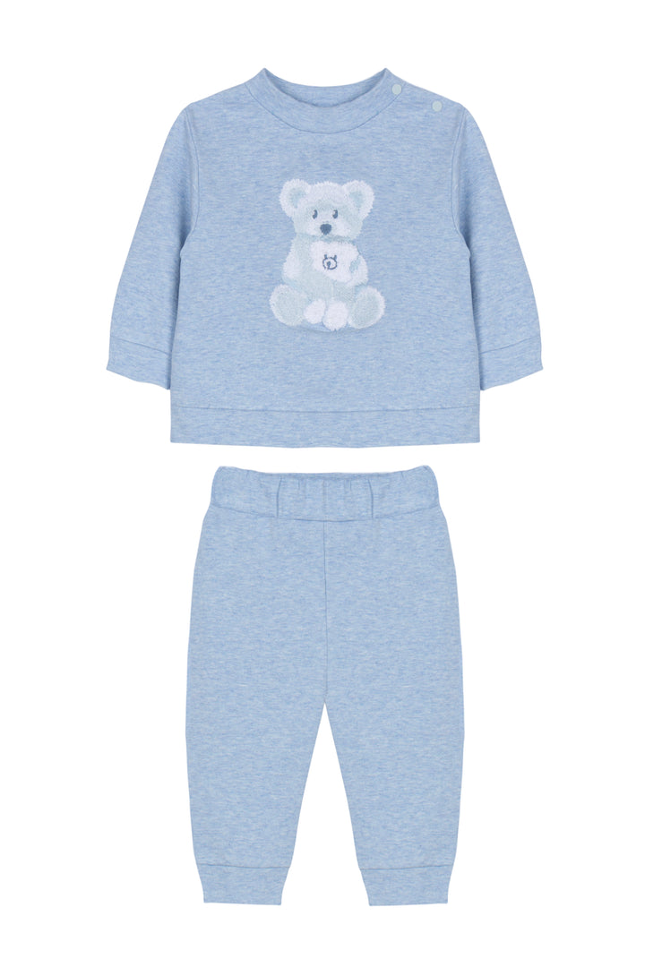 Lichtblauwe patachou baby set met teddy beer 