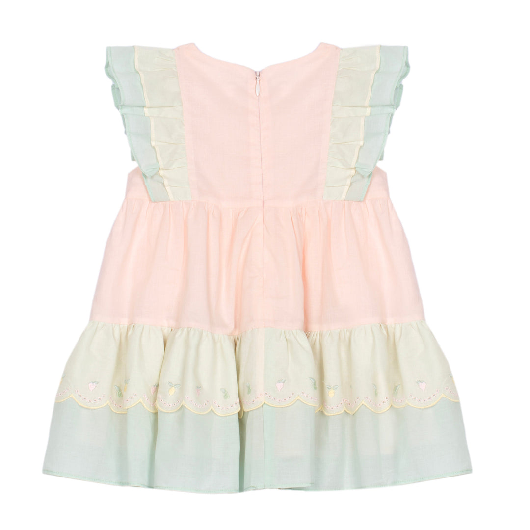 Zomers katoenen jurkje patachou in trendkleur met ruches 