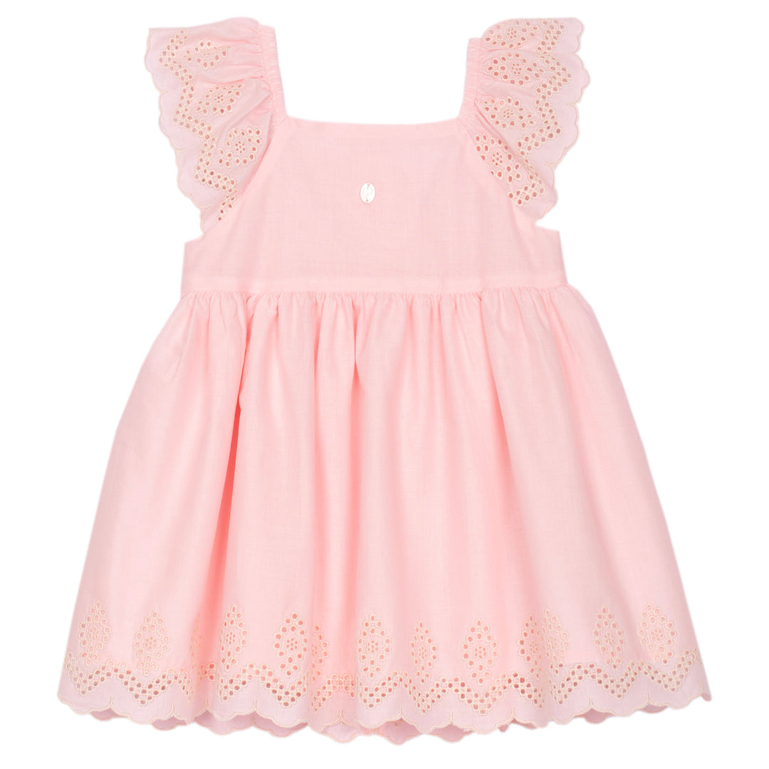 Peach roze broderie jurkje van Patachou met gevoerde katoenen rok