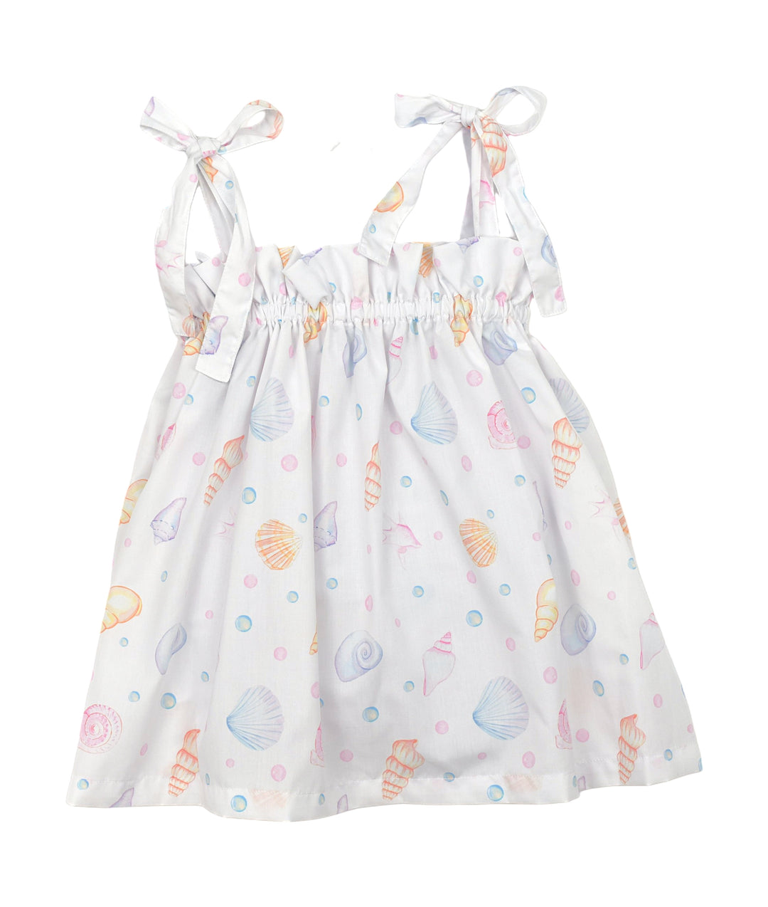 Meia pata strandjurkje met schelpen print in pastelkleuren 