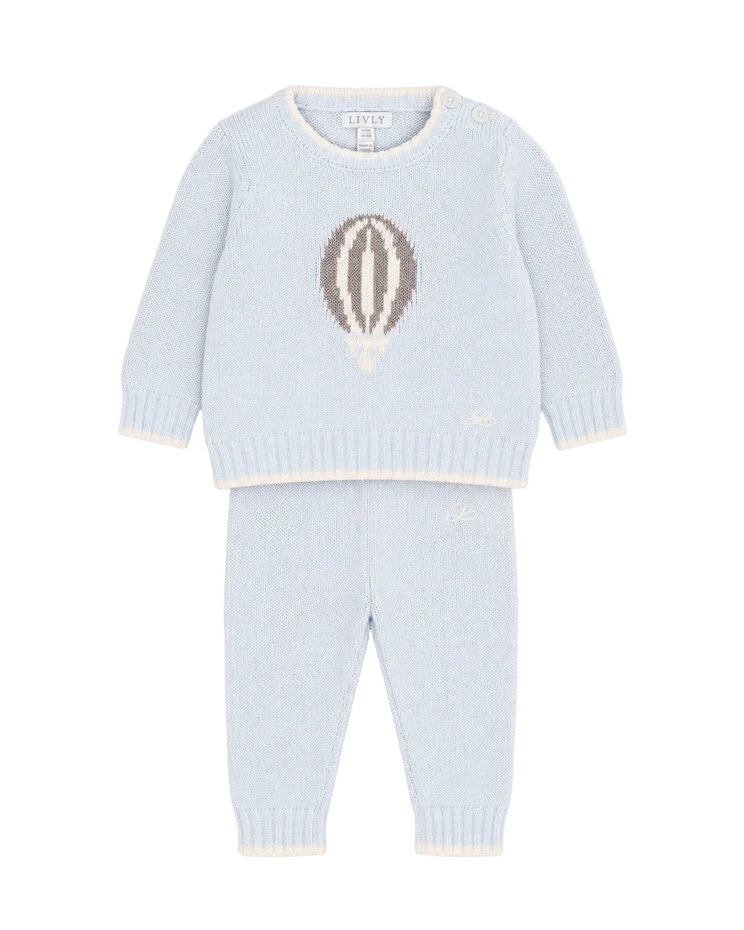 Tweedelige babyset gebreid met luchtballon voor jongens