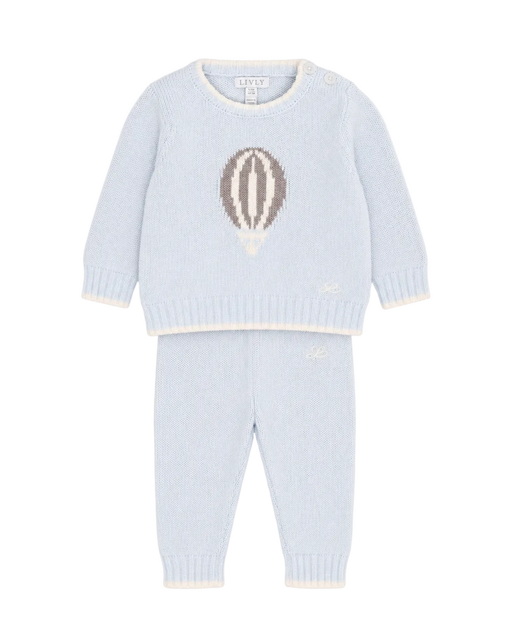 Tweedelige babyset gebreid met luchtballon voor jongens