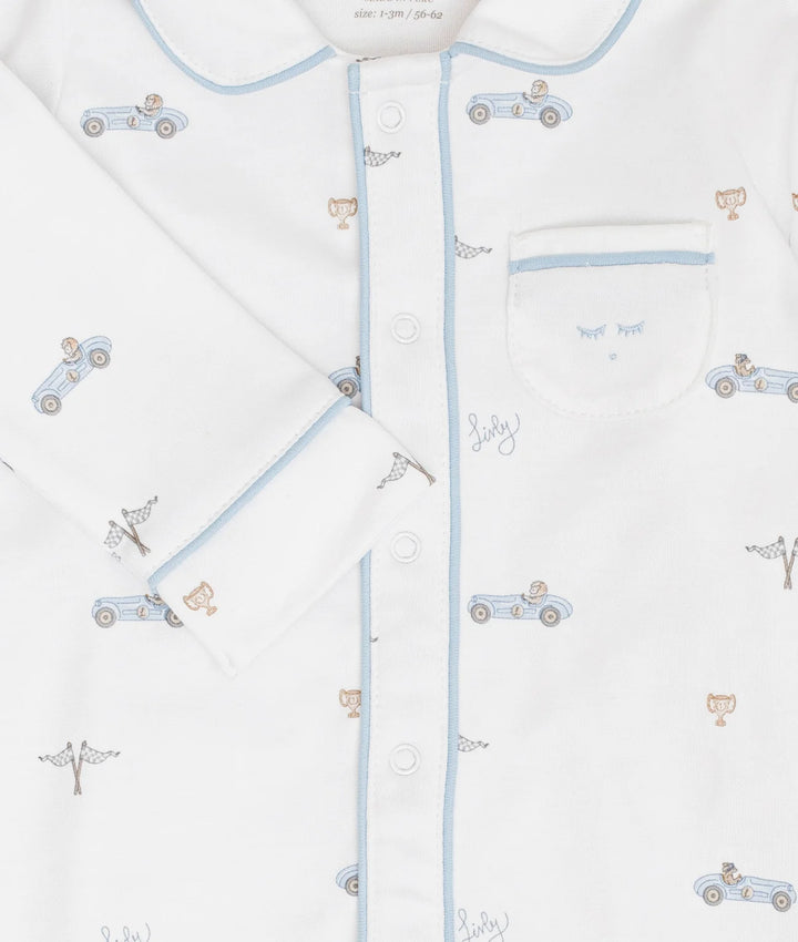livly pima katoen pyjama met auto print en vlaggetjes 