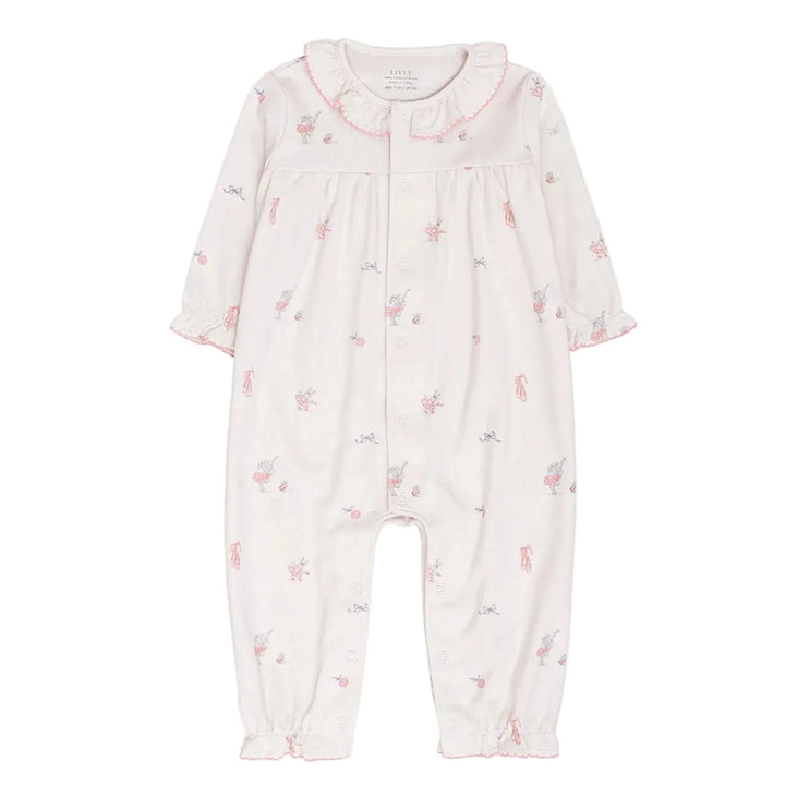 Pima katoenen pyjama met ballerina print en olifantjes in roze van lilvly