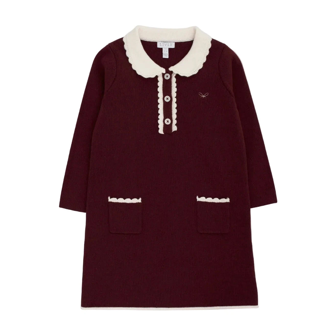 gebreide bordeaux jurk livly 