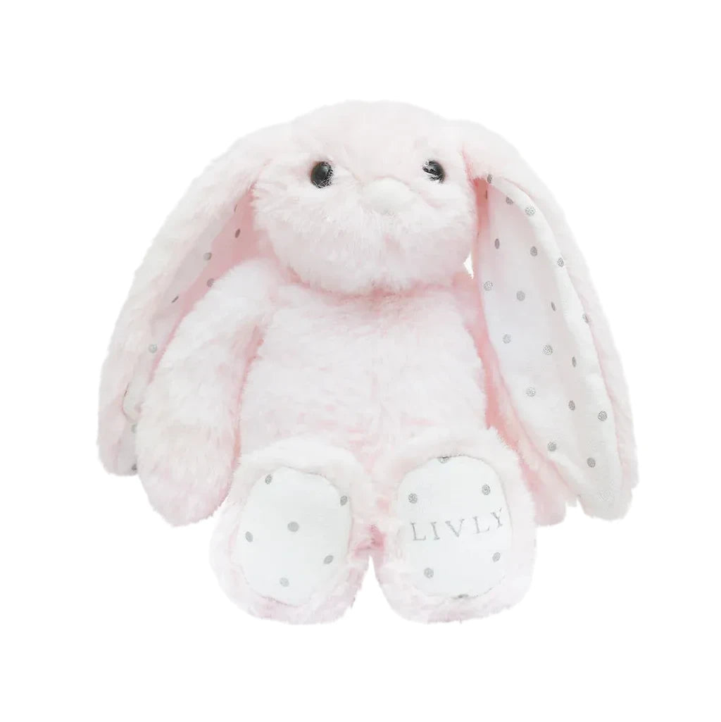 lichtroze knuffel konijn tiny bunny Marley van LIVLY met stippenmotief in de oren en voetjes