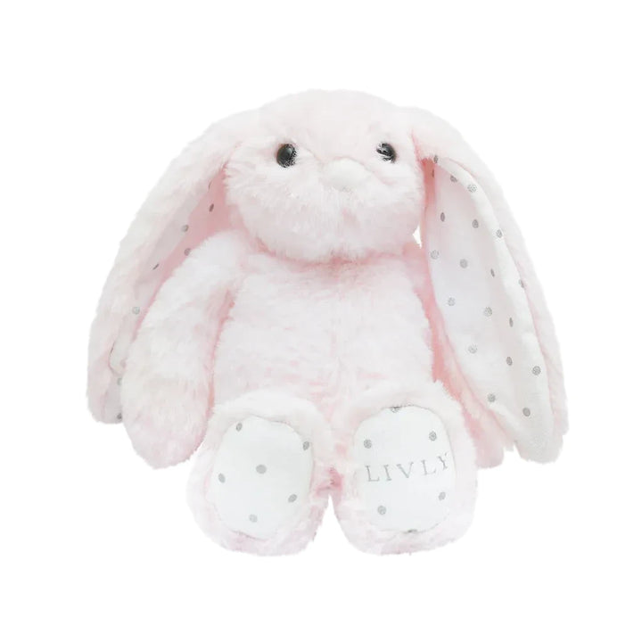 lichtroze knuffel konijn tiny bunny Marley van LIVLY met stippenmotief in de oren en voetjes