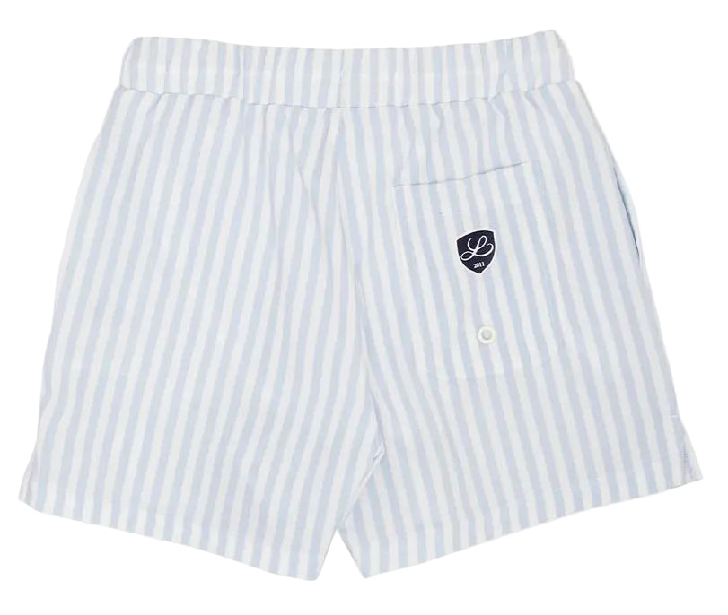 achterkant LIVLY zwembroek blauw streepdesign UPF50 Little Mack