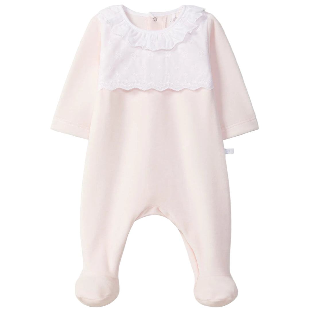 Laranjinha babypakje in peach pink met broderie details en kraag