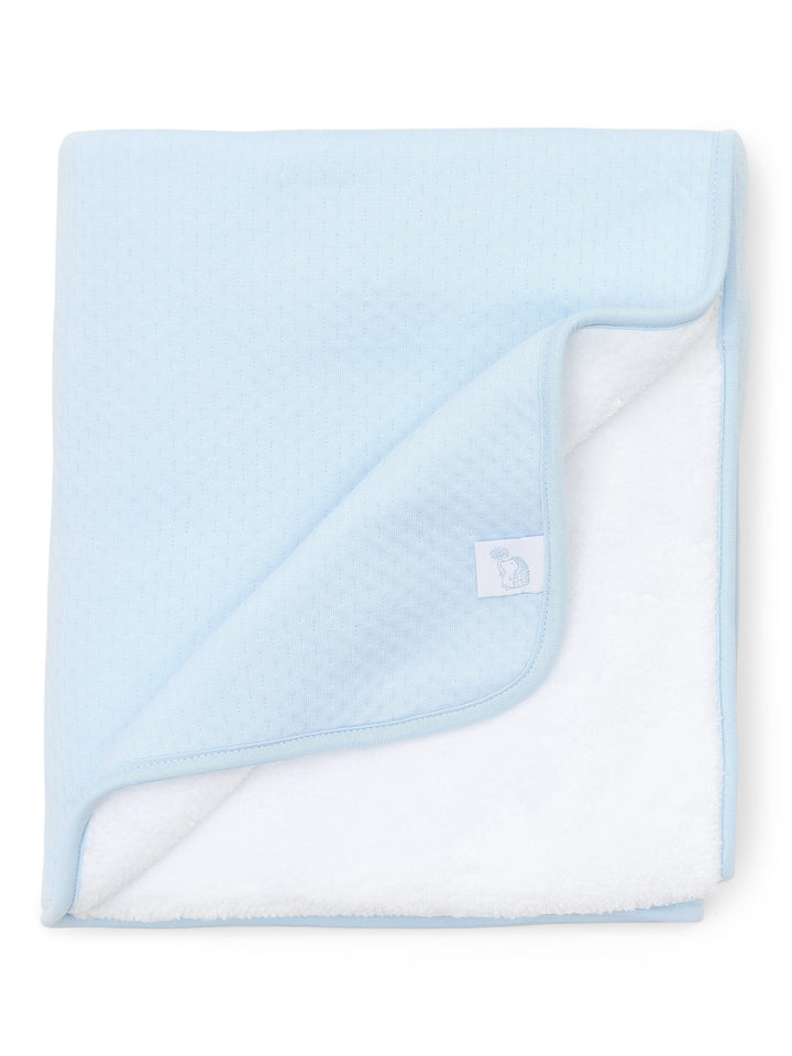 Jersey katoenen deken met charmonix voering in lichtblauw Poetree Kids