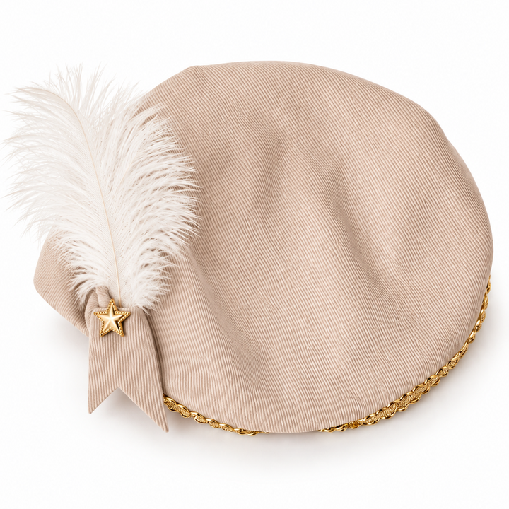 beige pietenmutsje voor jongens met vaantje te personaliseren met naam