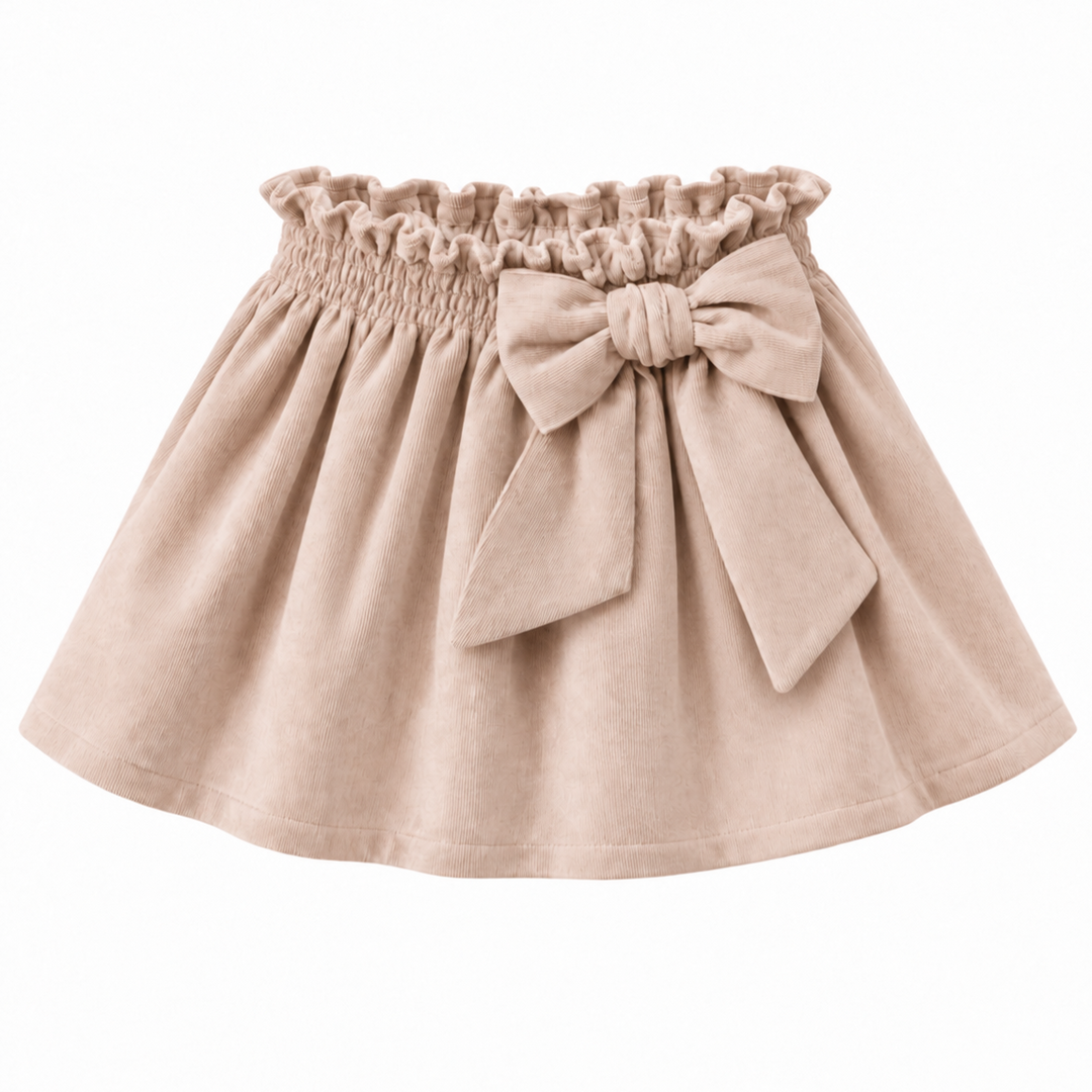 beige rib katoenen rokje met strik van little mack 