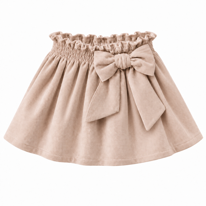 beige rib katoenen rokje met strik van little mack 