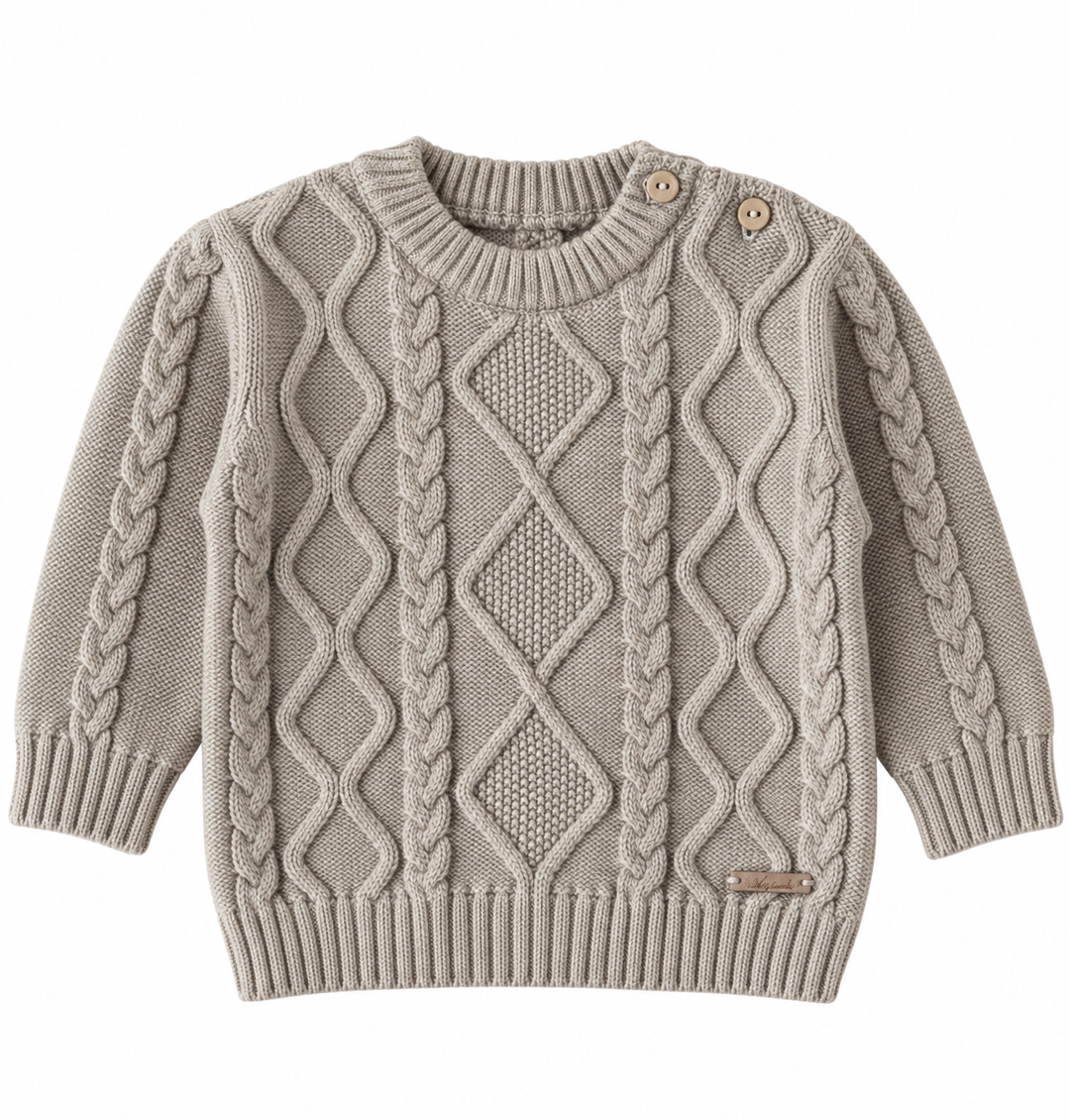 unisex gebreide kabeltrui van Martin aranda in taupe