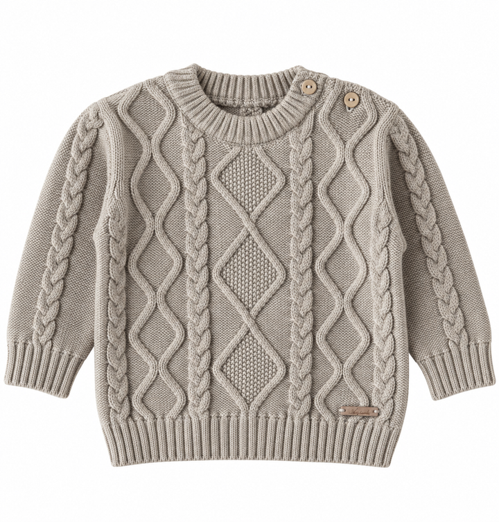 unisex gebreide kabeltrui van Martin aranda in taupe
