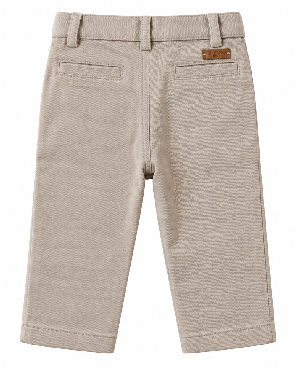 achterkant van chino broekje beige 