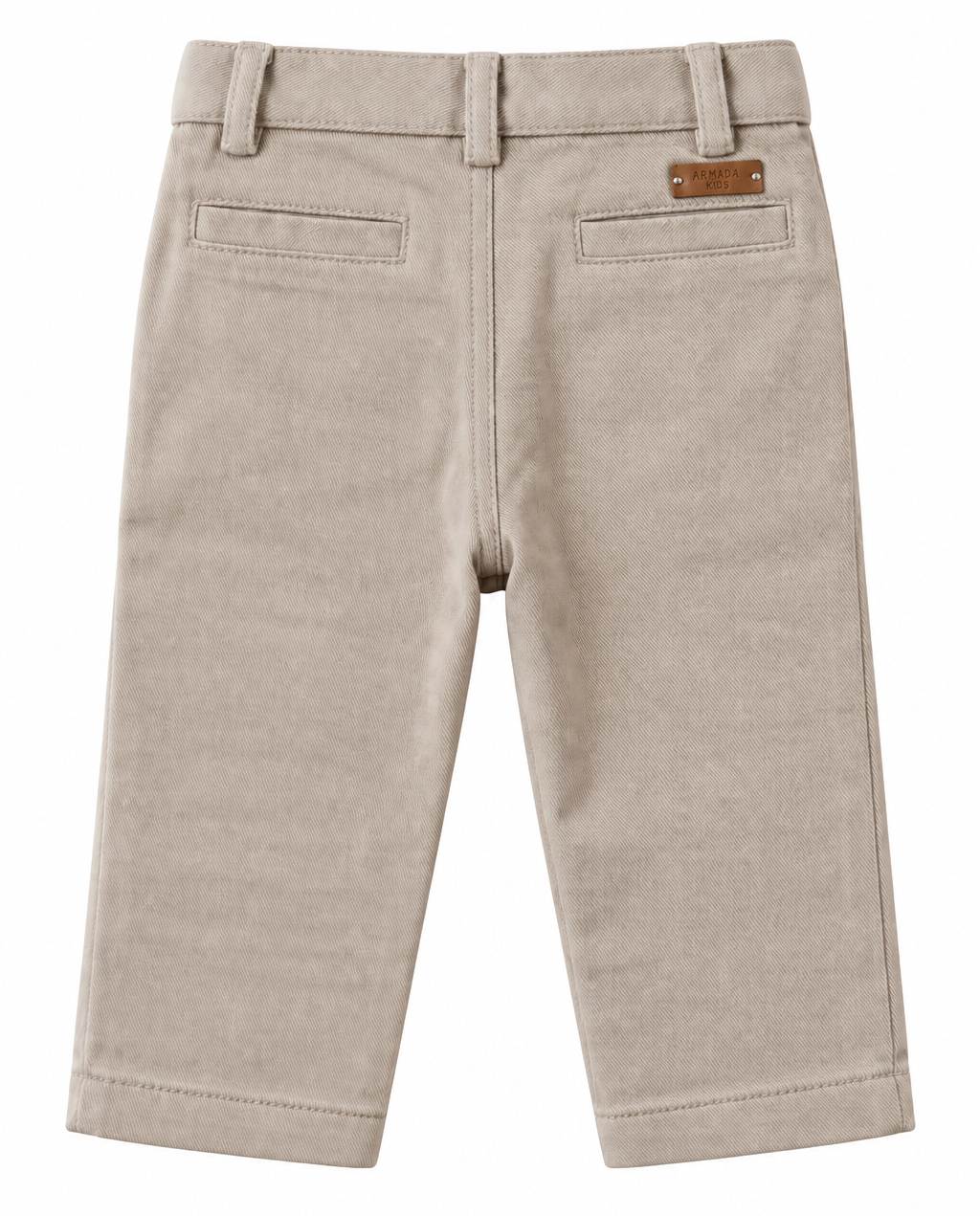 achterkant van chino broekje beige 