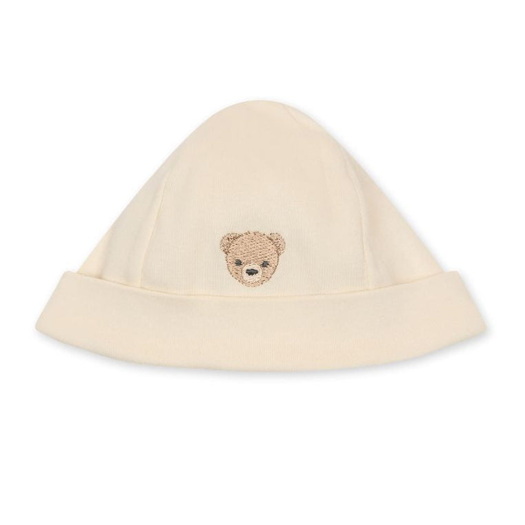 beige babymutsje van katoen met geborduurde teddybeer Baby Gi 