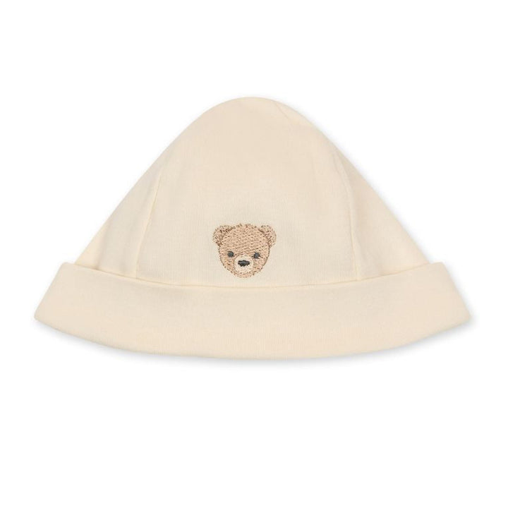 beige babymutsje van katoen met geborduurde teddybeer Baby Gi 