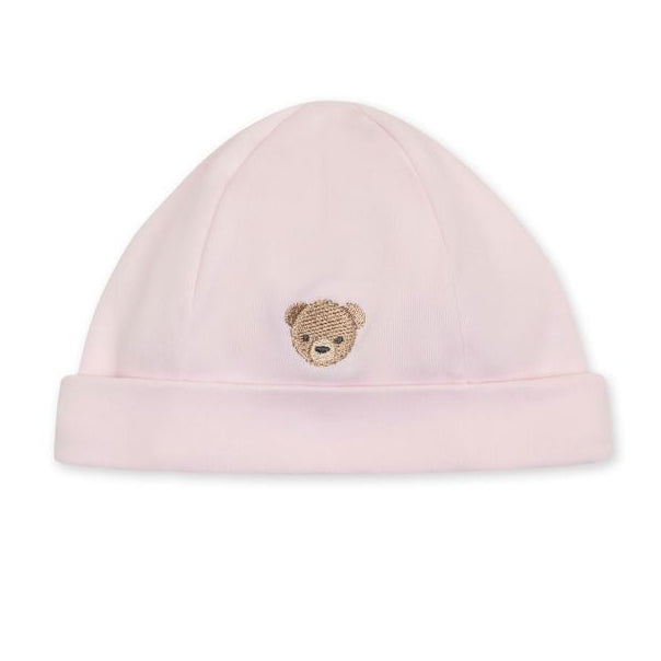 lichtroze babymutsje in katoen met teddybeer van baby gi 