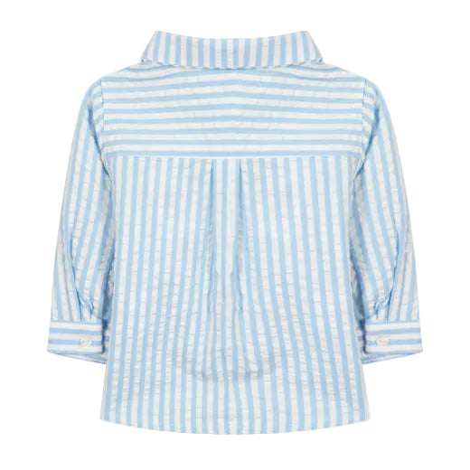 Achterkant van het lichtblauw-witte-streeppatroon overhemd van Tartine et Chocolat