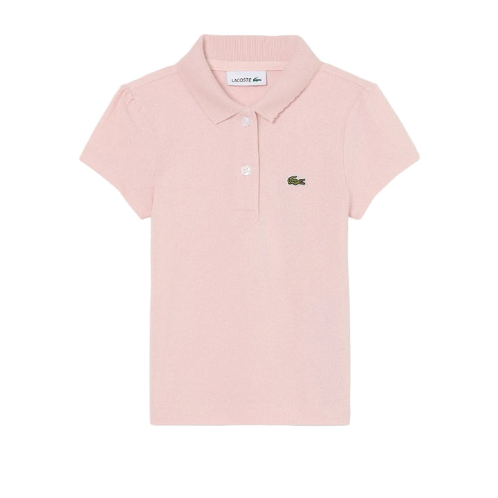 Meisjes polo van Lacoste met korte mouwen en iconisch krokodil logo op de borst