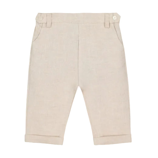 Linnen baby- en peuterbroekje van tartine et Chocolat in. naturel beige met verstelbare tailleband