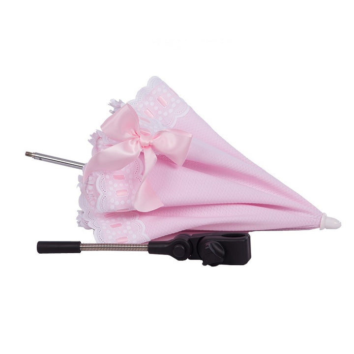 lichtroze pique katoenen parasol voor de kinderwagen