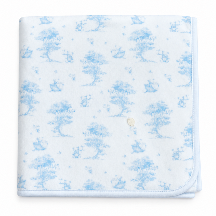 velours babydeken met lichtblauwe toile de jouy pint van patachou