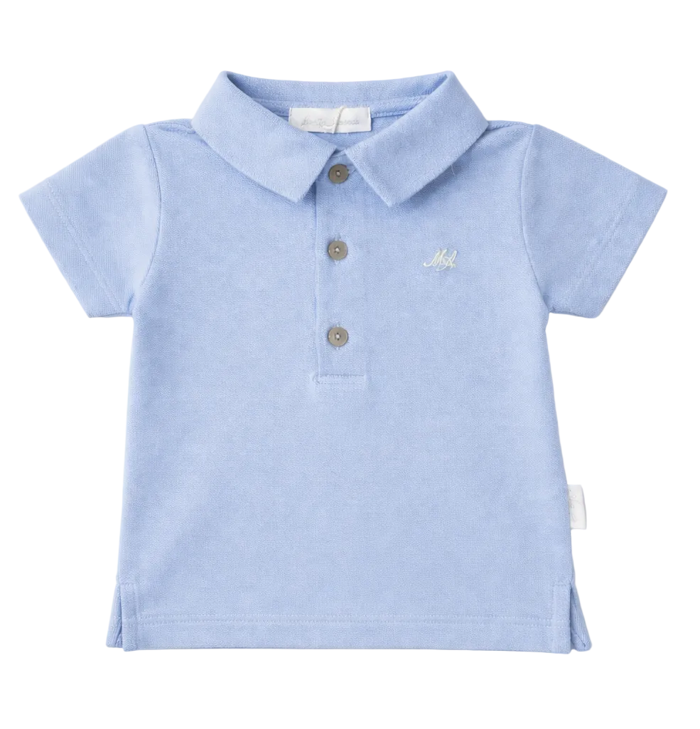 Lichtblauwe martin aranda polo met korte mouwen en logo 