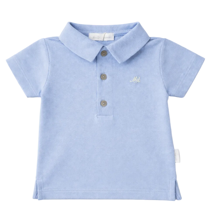 Lichtblauwe martin aranda polo met korte mouwen en logo 