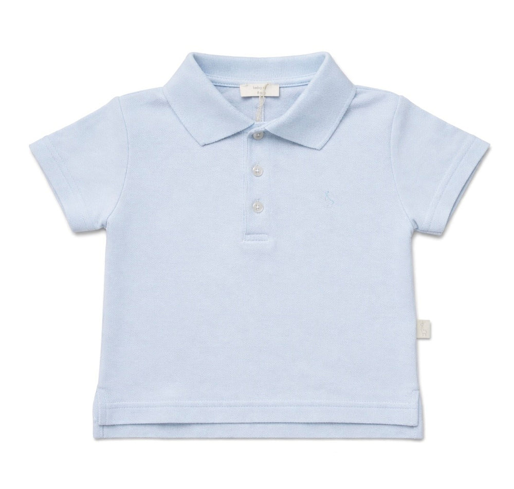 Baby polo met korte mouwen van Baby Gi in wit en lichtblauw met klassieke kraag
