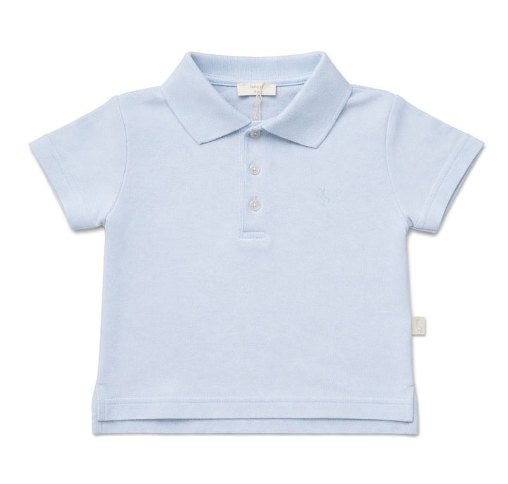 Baby polo met korte mouwen van Baby Gi in wit en lichtblauw met klassieke kraag