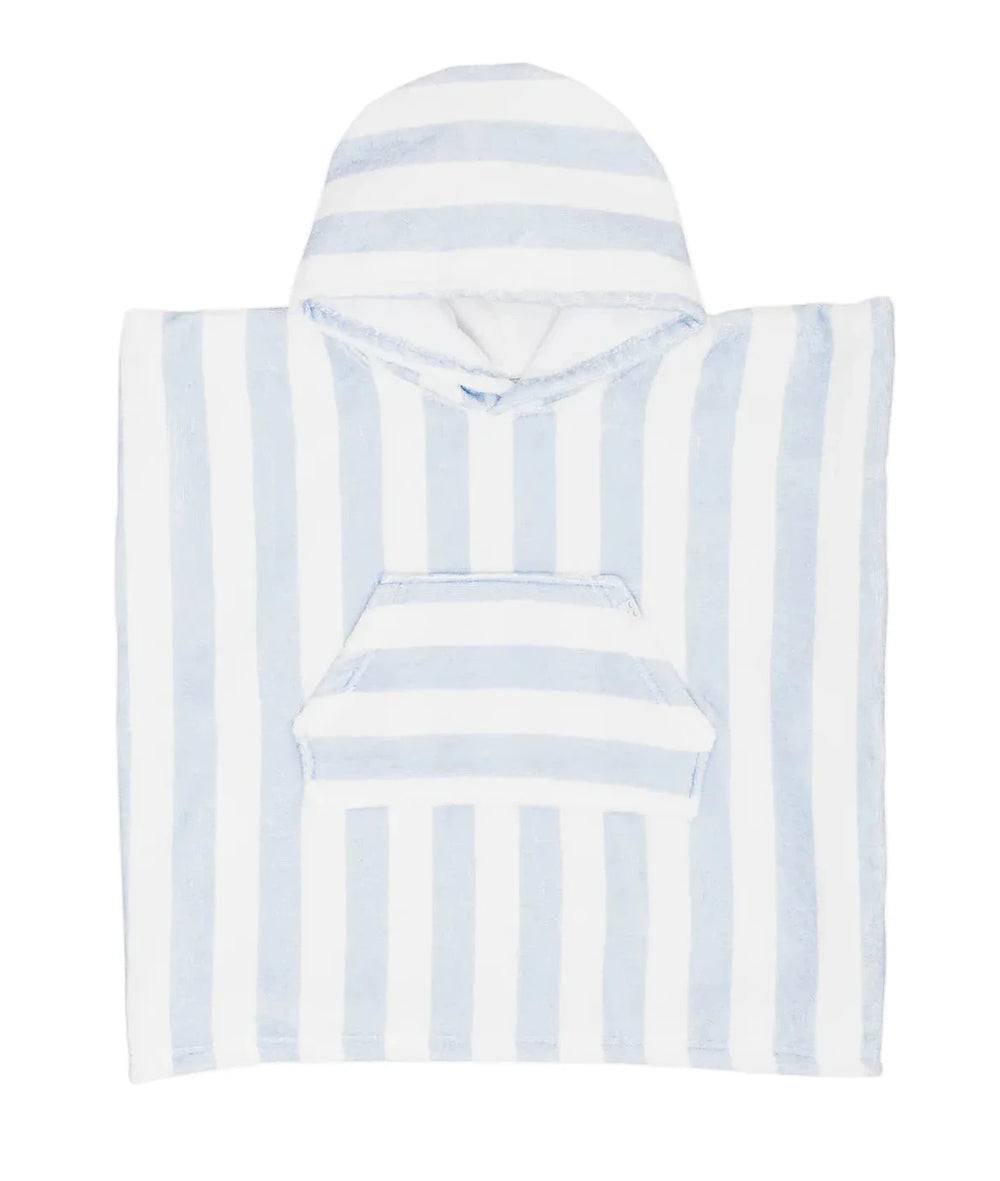 Poncho met strepen in lichtblauw en wit van LIVLY