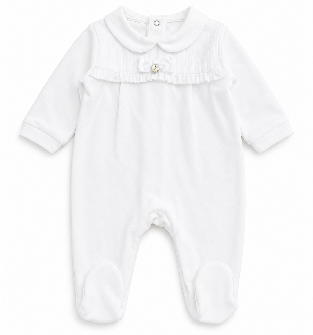 Luxe wit babypakje met plissé detail