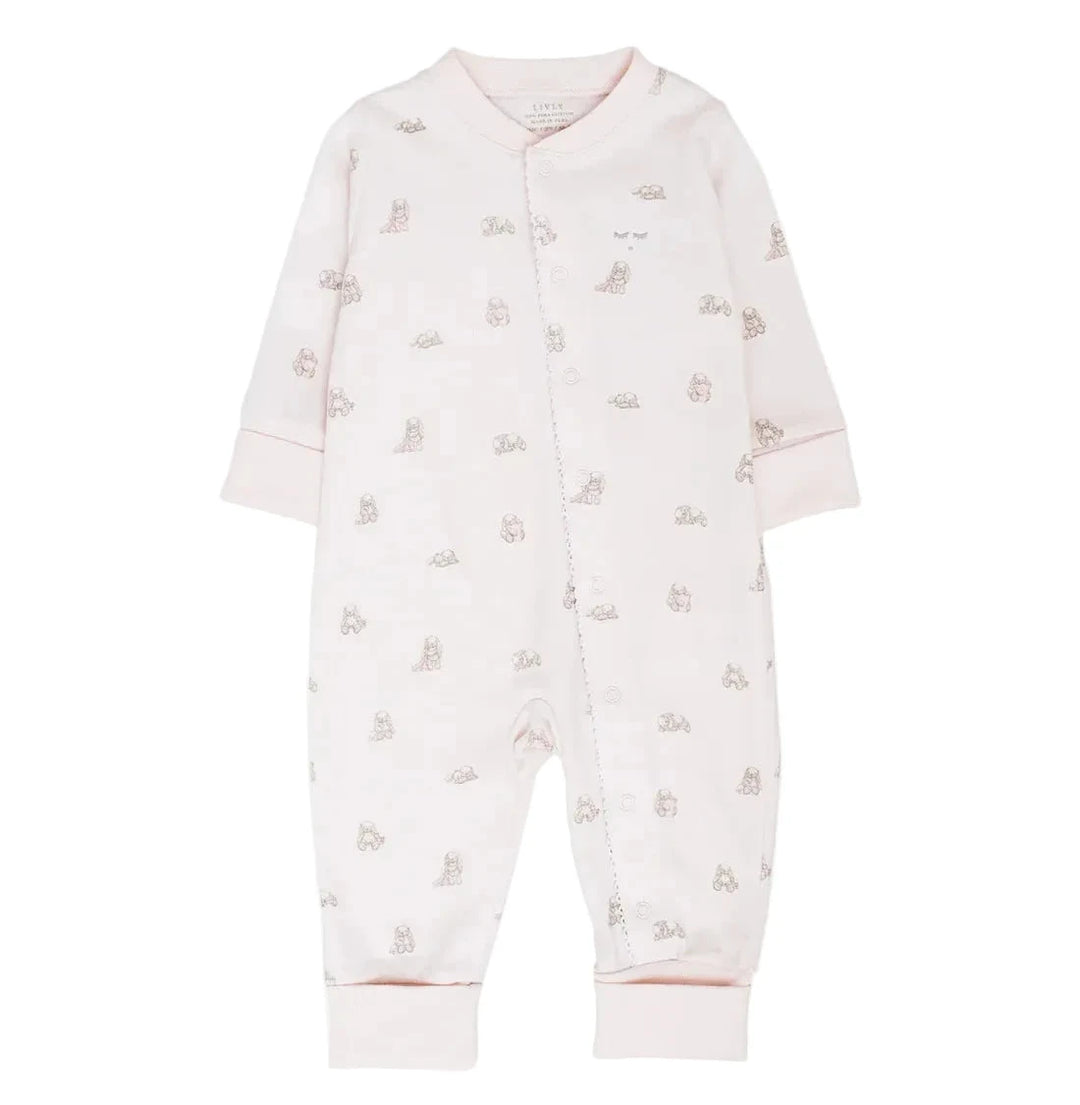 pyjama met konijntjes in lichtroze voor baby's van LIVLY