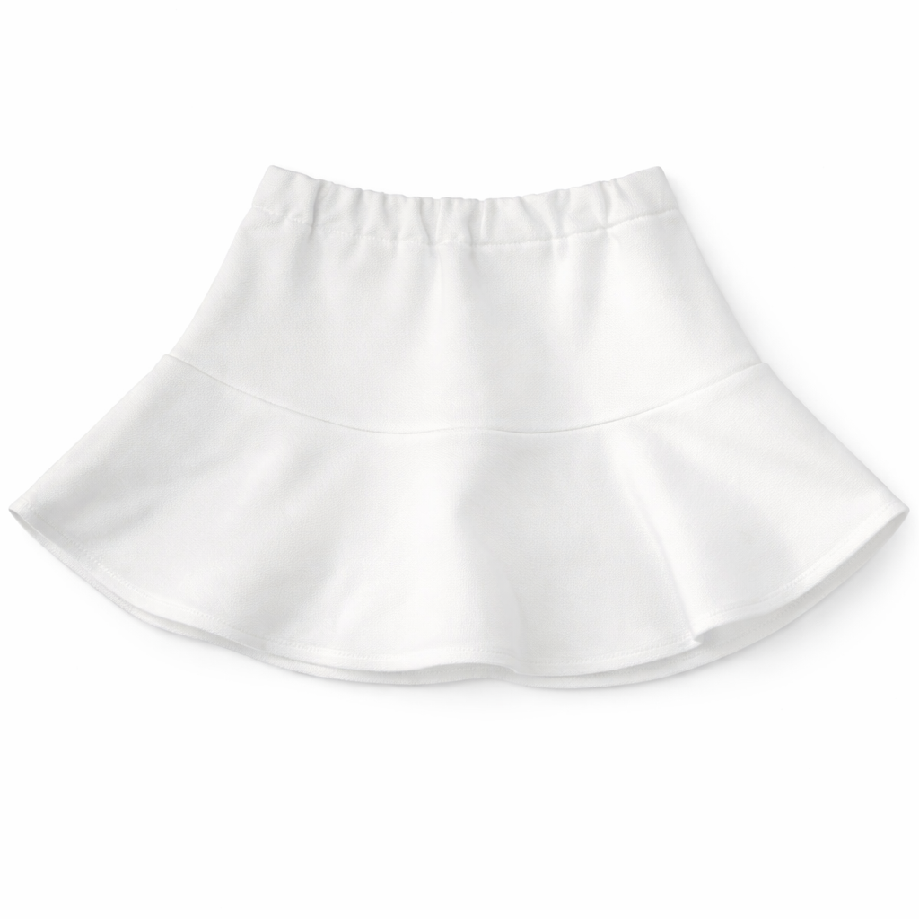 Achterkant van skort in wit katoen met verstelbare tailleband 