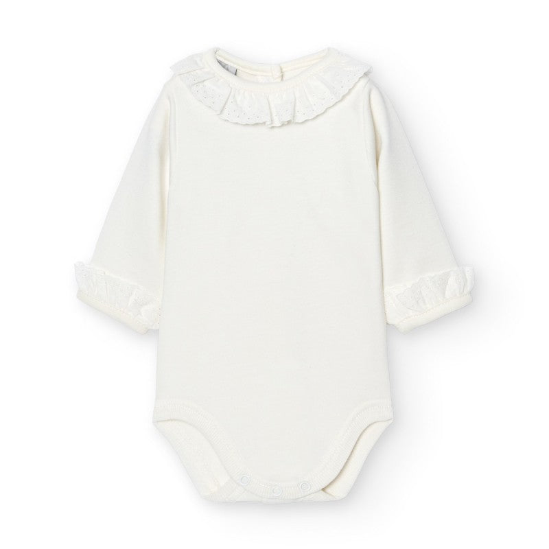 Romper broderie kraag + manchetten lange mouw - Babidu