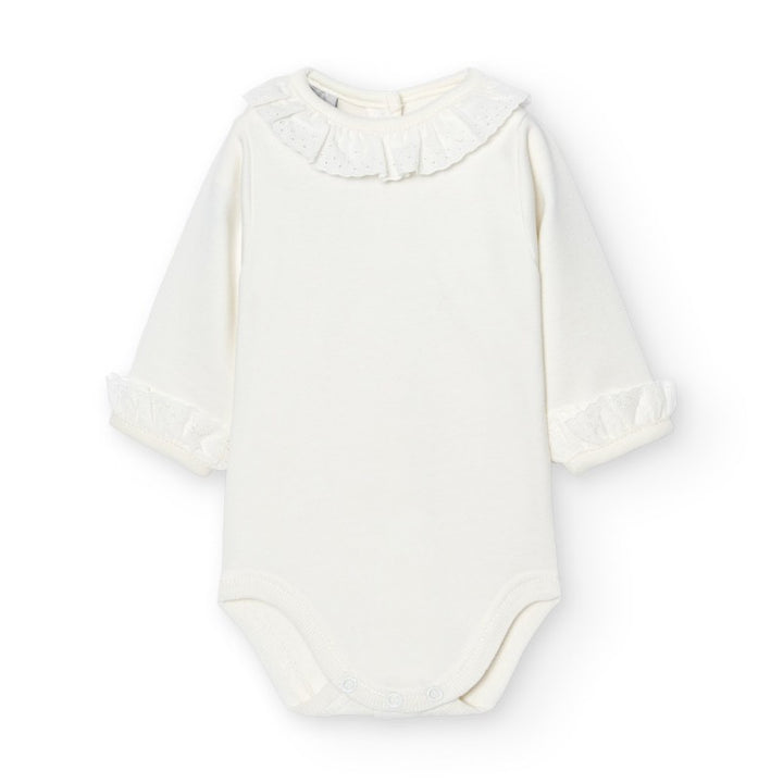 Romper broderie kraag + manchetten lange mouw - Babidu