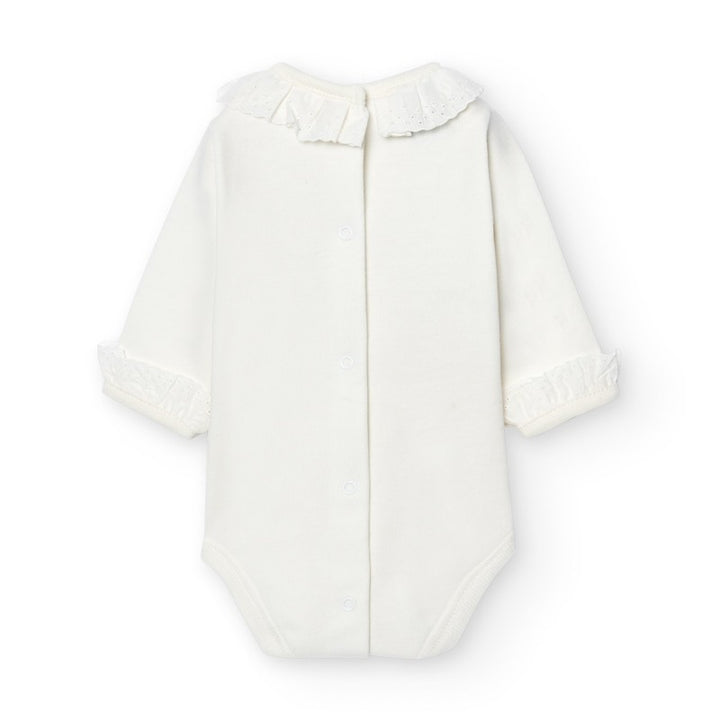 Romper broderie kraag + manchetten lange mouw - Babidu