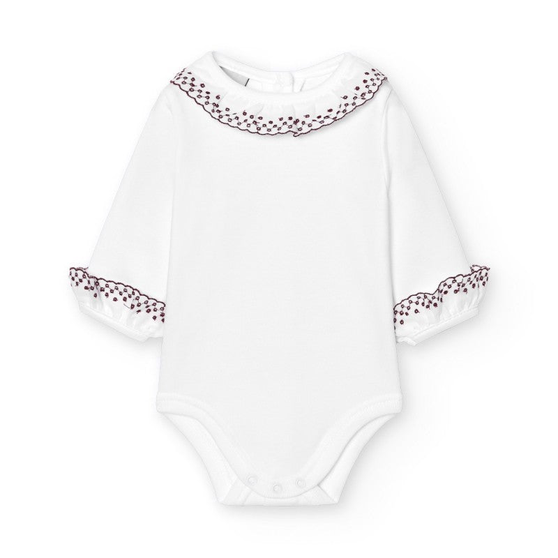 Romper broderie kraag + manchetten lange mouw - Babidu