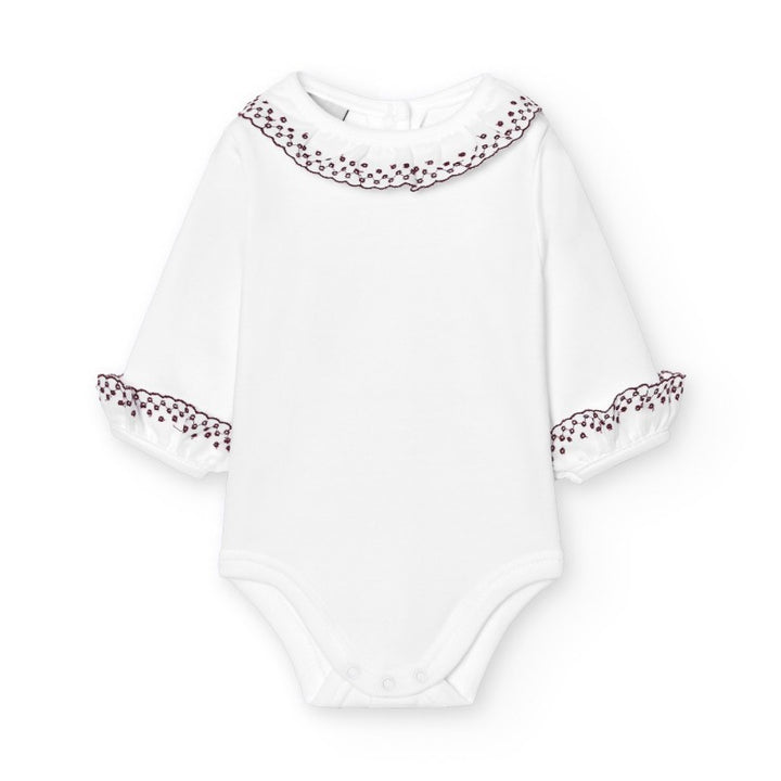 Romper broderie kraag + manchetten lange mouw - Babidu