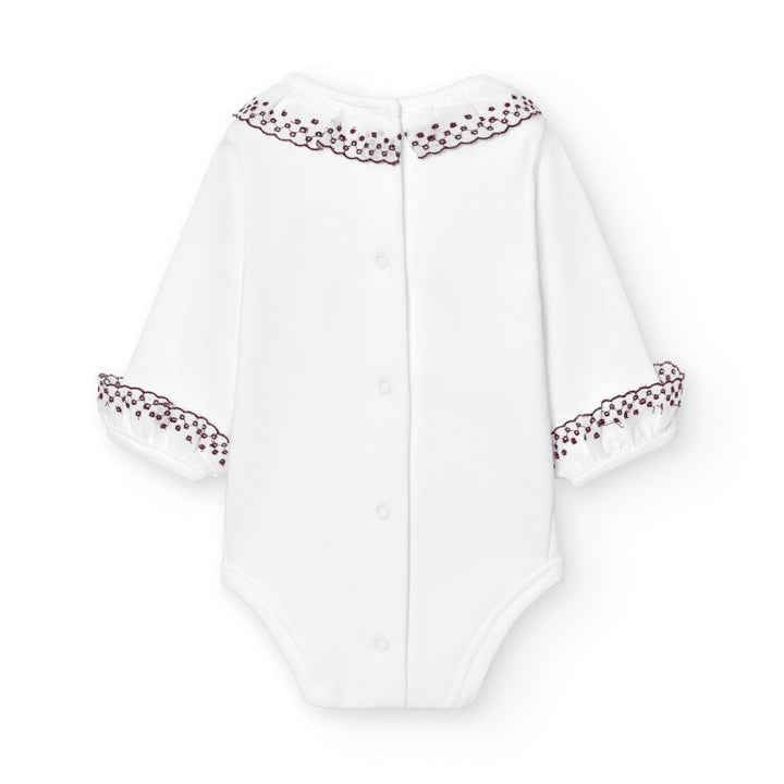 Romper broderie kraag + manchetten lange mouw - Babidu