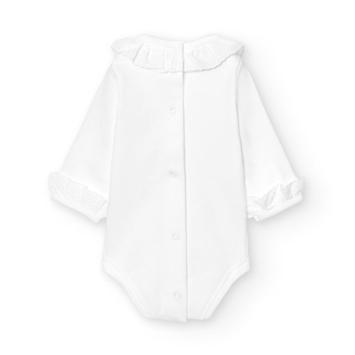 Romper broderie kraag + manchetten lange mouw - Babidu