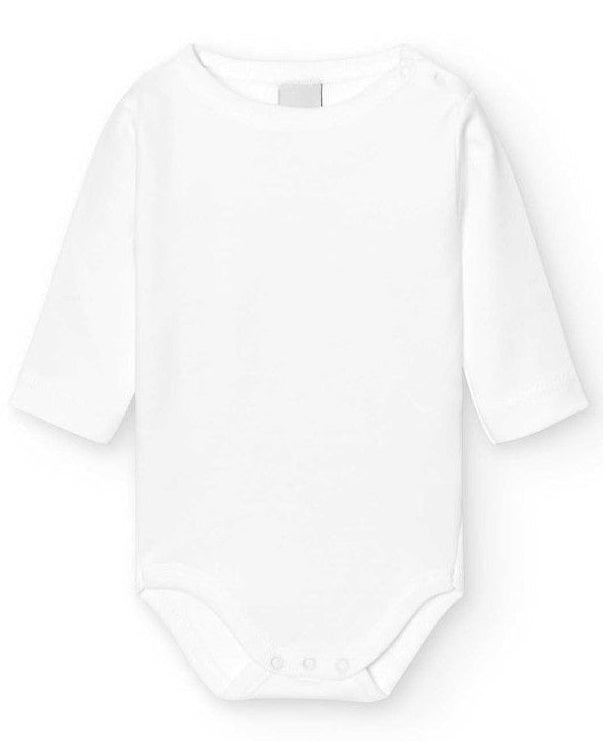 witte basic romper met lange mouwen en ronde kraag van het merk Babidu