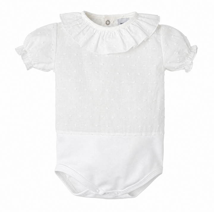 Babidu romper plumenti katoen met kraag en pofmouwtjes
