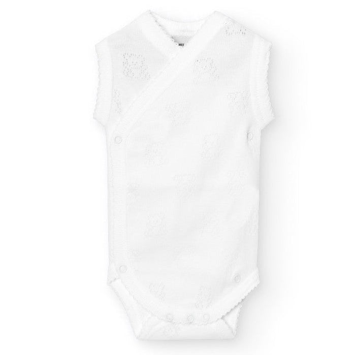 overslag romper zonder mouwtjes met in ajour motief met beertjes van Babidu 