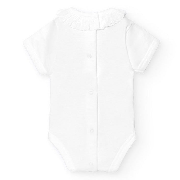 broderie romper met korte mouwen en broderie kraag, 